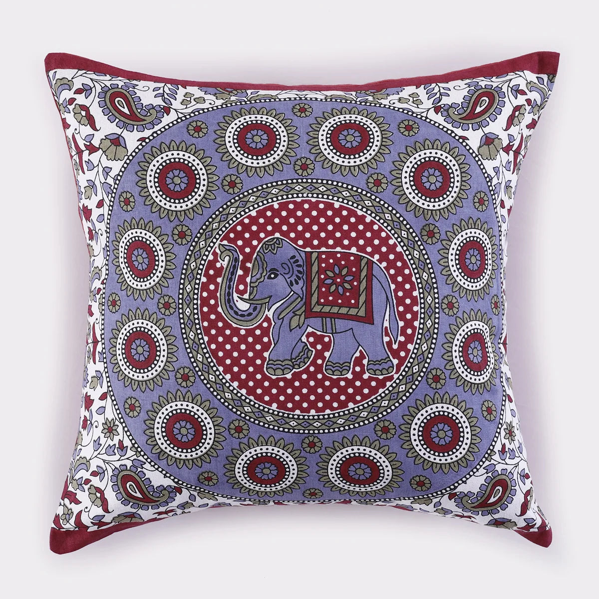 White Elephant Mandala Design Cushion Cover