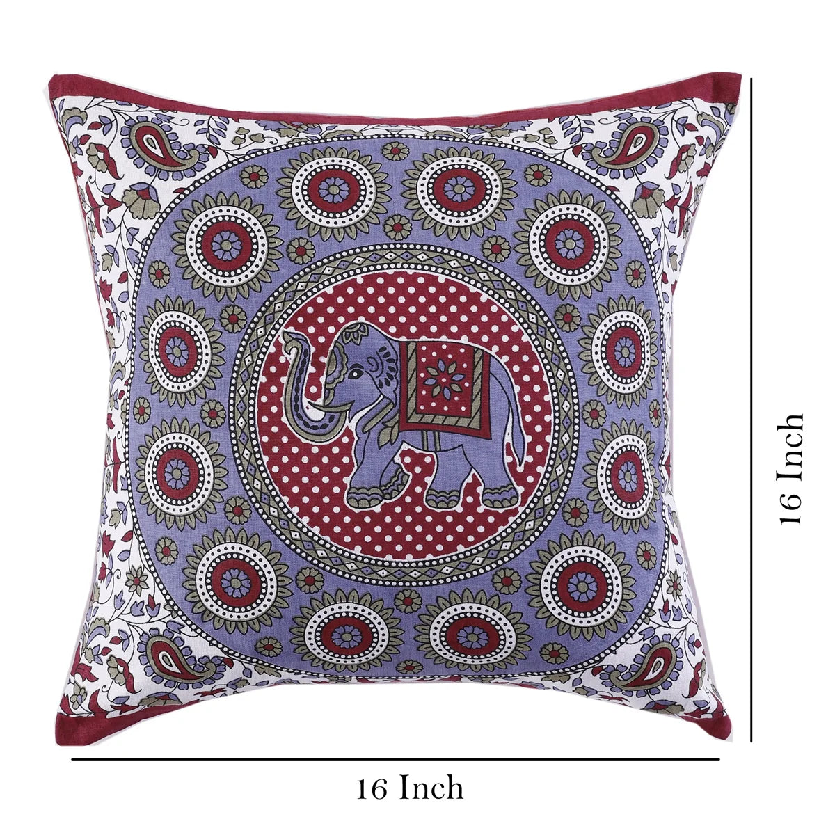 White Elephant Mandala Design Cushion Cover