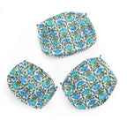 White Travel Cosmetic Makeup Bag Cotton Floral Design Pouch