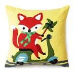 Yellow Embroidery Riding RedFox Cushion Cover