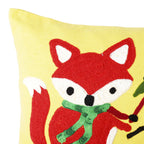 Yellow Embroidery Riding RedFox Cushion Cover
