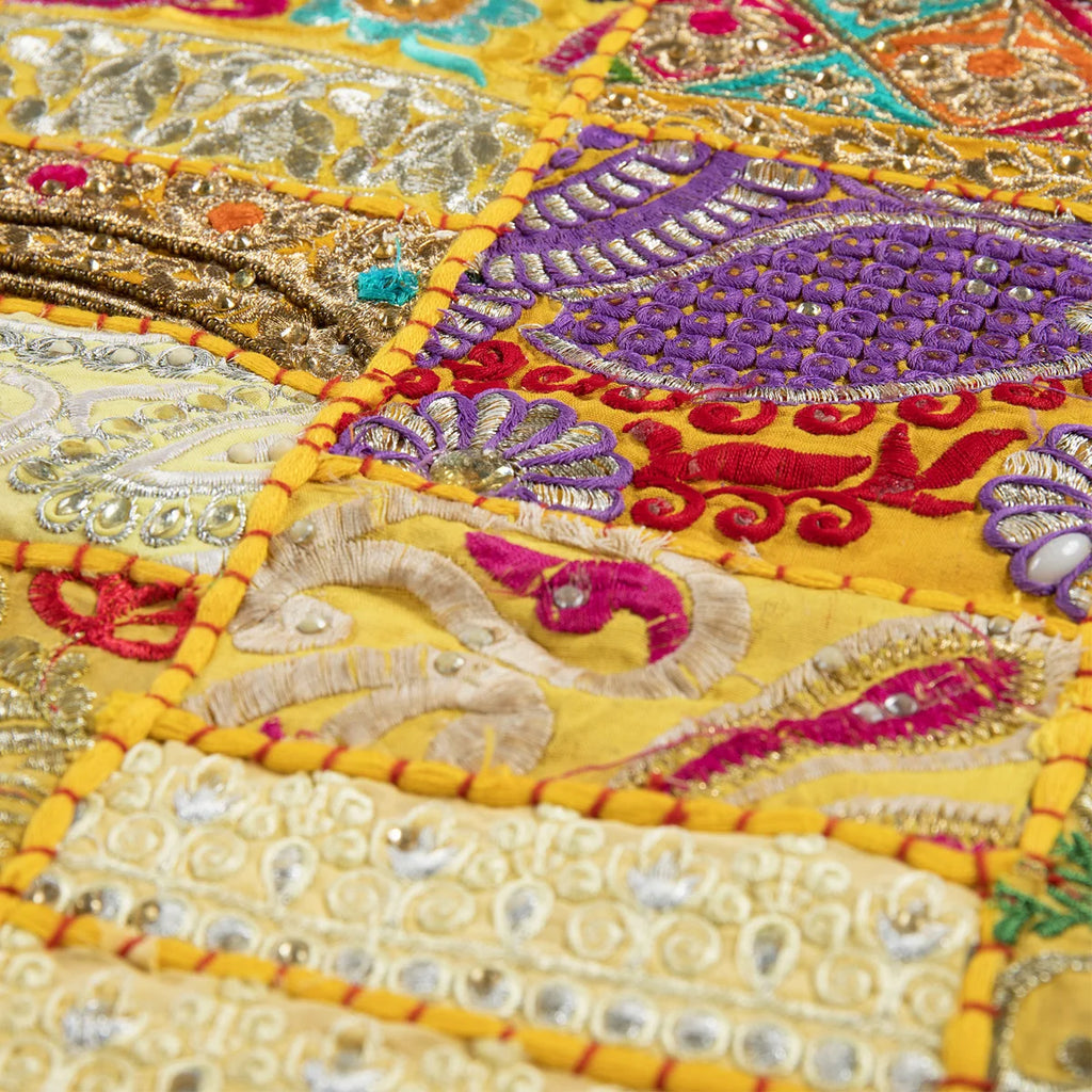 Yellow Khambadiya Patchwork Wall Hanging Runner