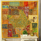 Yellow Patchwork hanging tapestry