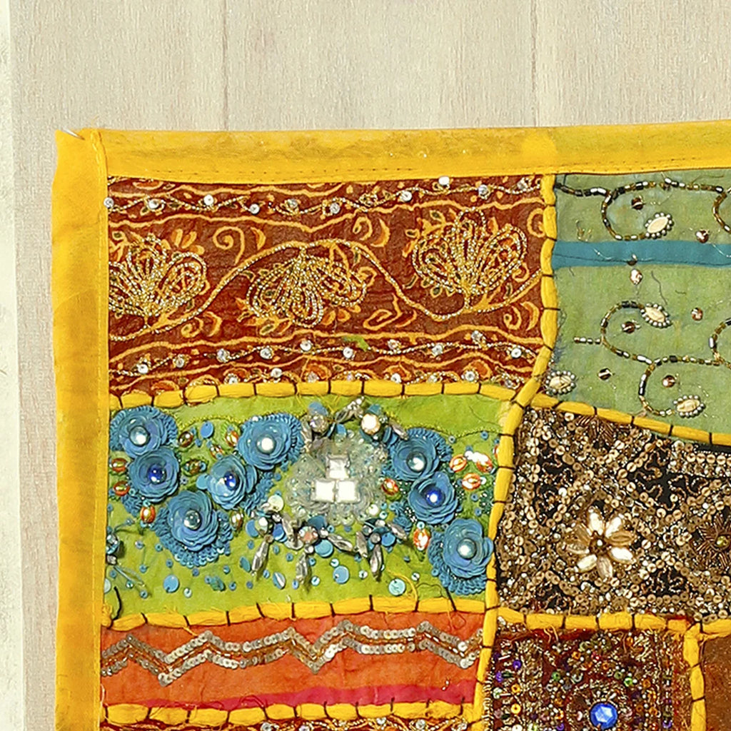 Yellow Patchwork hanging tapestry