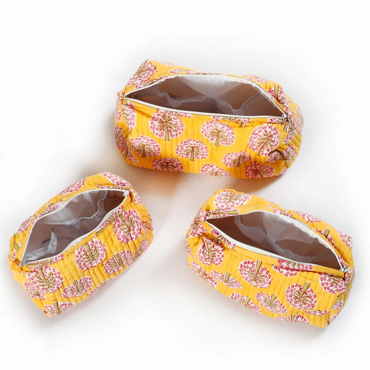 Yellow Toiletry Bag Cosmetic Light Weight Cotton Punches Bags